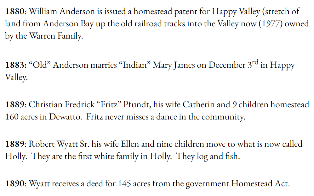 Early Holly History Timeline – Centennial Party Display